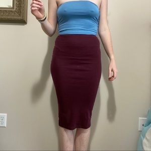 maroon midi skirt